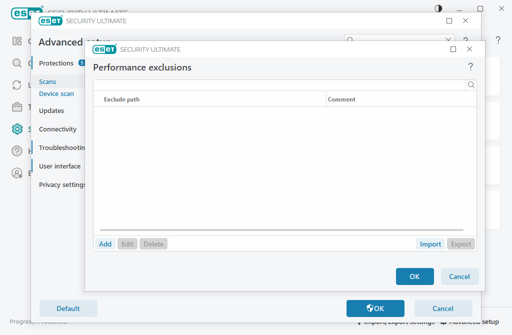 Performance exclusions Performance exclusions