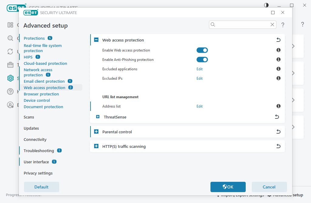 Web access protection Web access protection