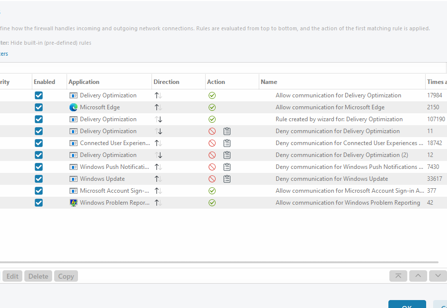 Firewall rules