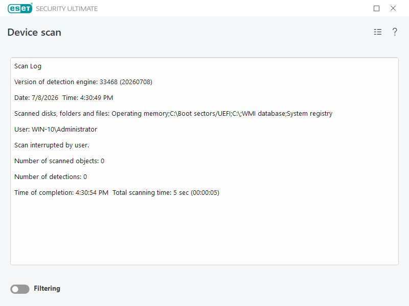 Computer scan log