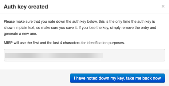 Auth key created Auth key created