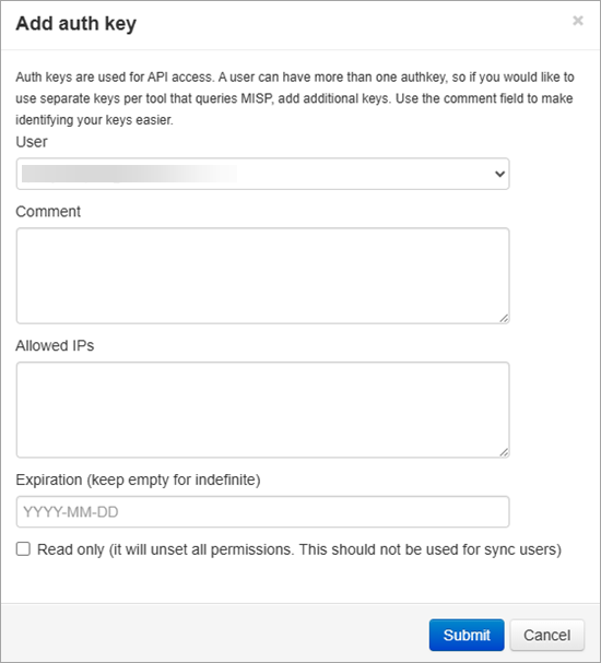 Adding Auth key details Adding Auth key details