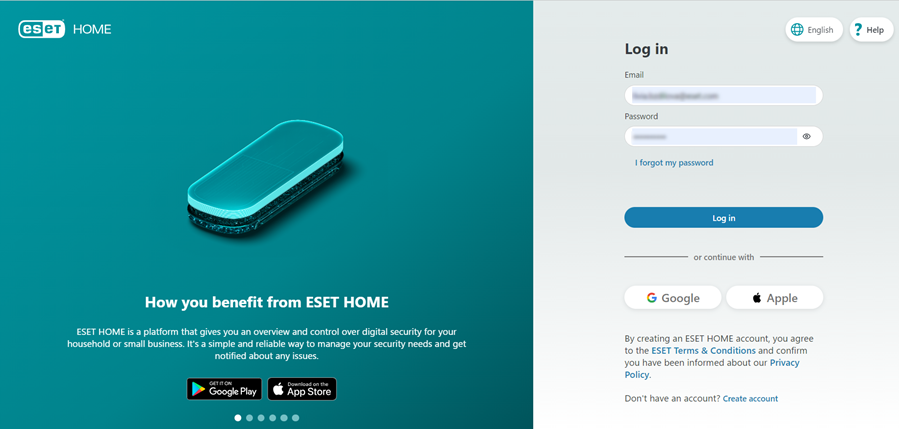 Jauna ESET HOME konta izveide | ESET HOME | ESET tiešsaistes palīdzība