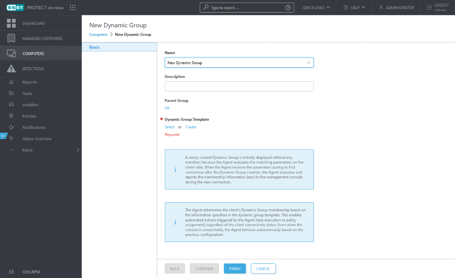 Name, Description, Parent Group and Dynamic Group Template for New Dynamic Group