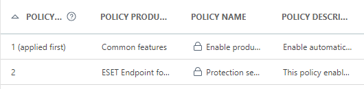 The order of applied policies