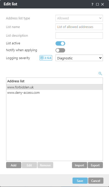Edit list example.