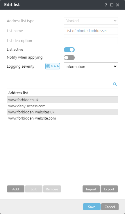 Edit list example.