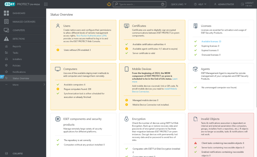 Status overview