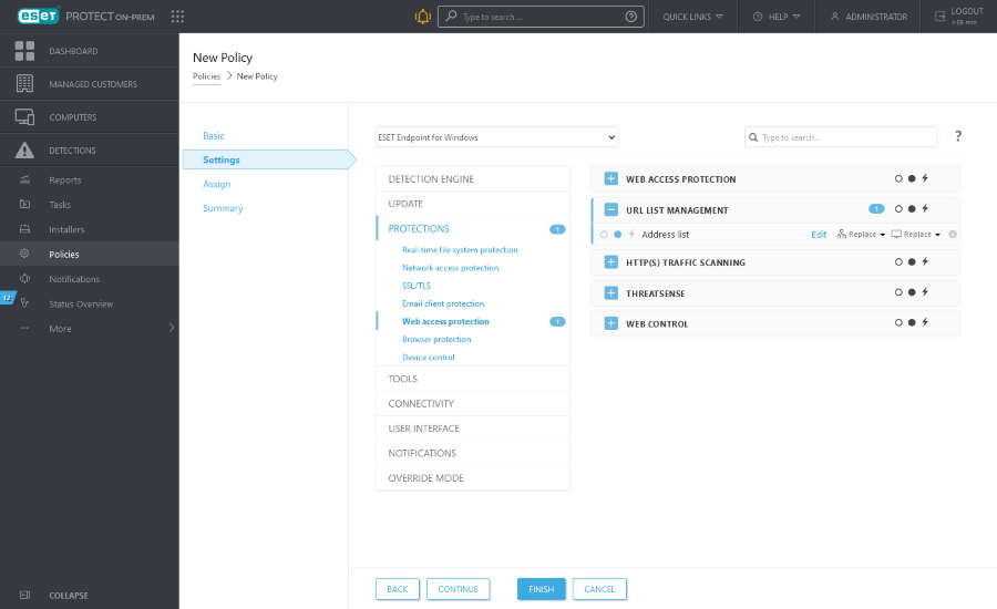 Protections in Settings for New Policy