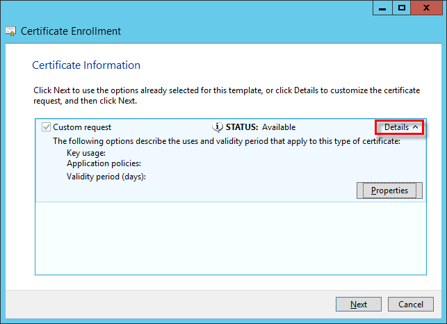 Expand the Details and click Properties.