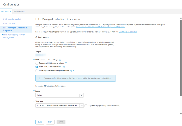 Set up ESET MDR protection. Set up ESET MDR protection.