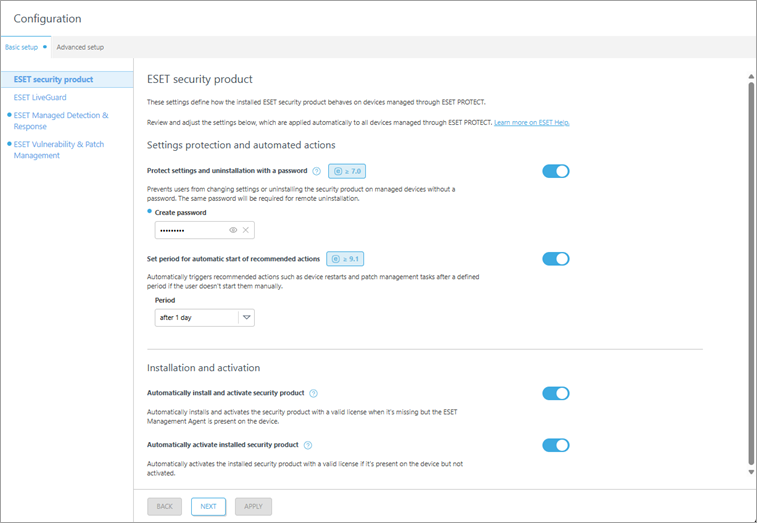 Set up ESET security product. Set up ESET security product.