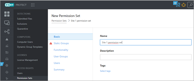 New permission set New permission set