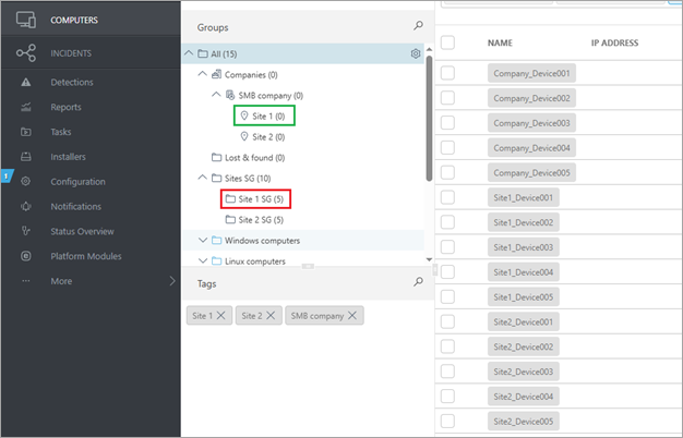 Site 1 and Site 1 SG example Site 1 and Site 1 SG example
