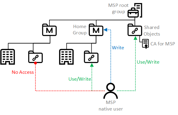 Schema di accesso per un utente MSP personalizzato.