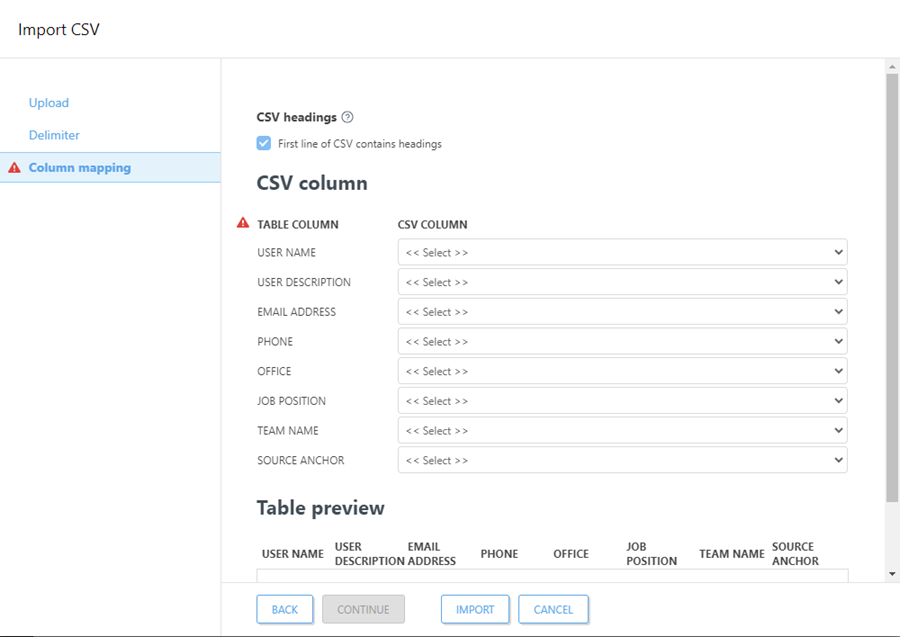 استيراد ملف CSV