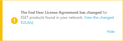 Licenční ujednání s koncovým uživatelem bylo změněno.