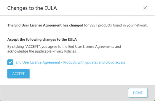 Přijměte Licenčního ujednání s koncovým uživatelem (EULA).