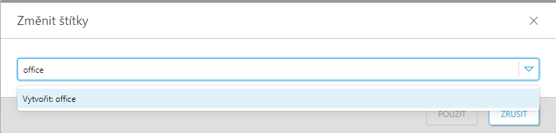 Vytvoření nového štítku. Vytvoření nového štítku.