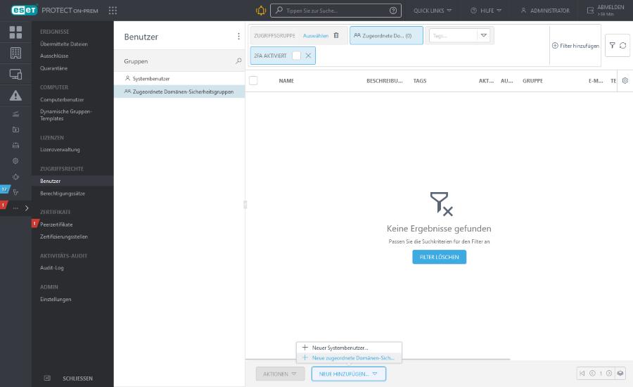 Neue zugeordnete Domänen-Sicherheitsgruppe