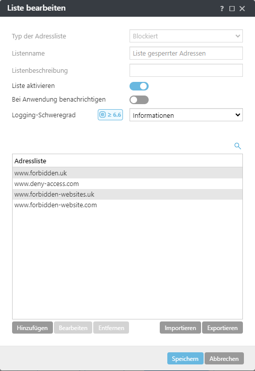 Beispiel für das Bearbeiten einer Liste.