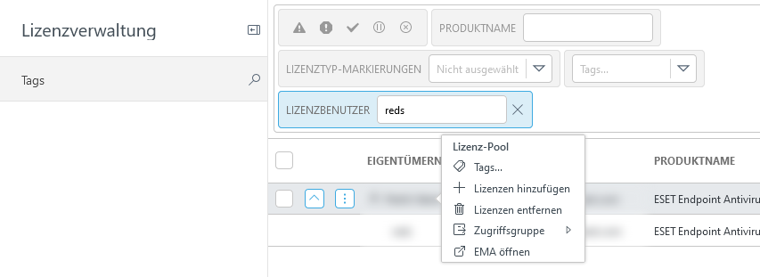 Entfernen Sie Lizenzen in der Lizenzverwaltung. Entfernen Sie Lizenzen in der Lizenzverwaltung.