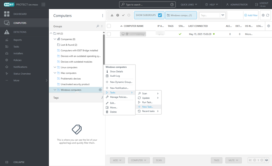 Assign Client Task to a Group.