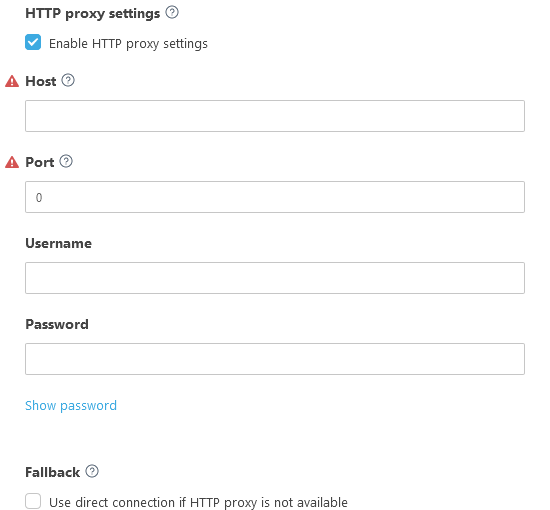 HTTP proxy settings