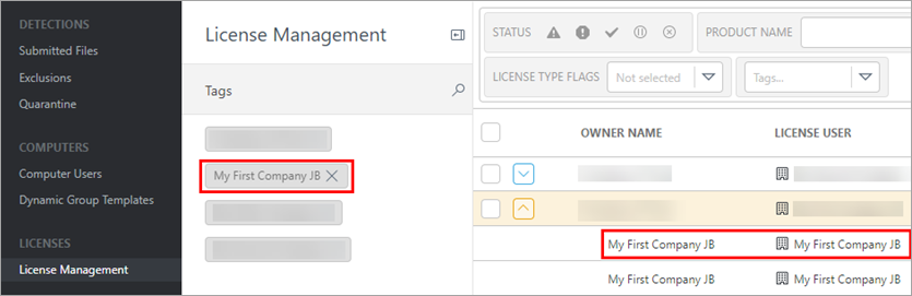 Tags in License Management