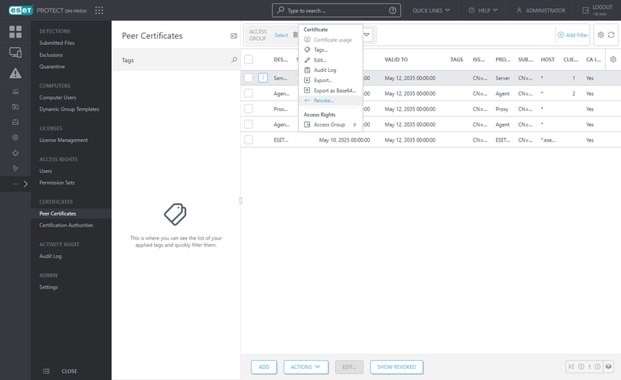 Revoke Certificate.