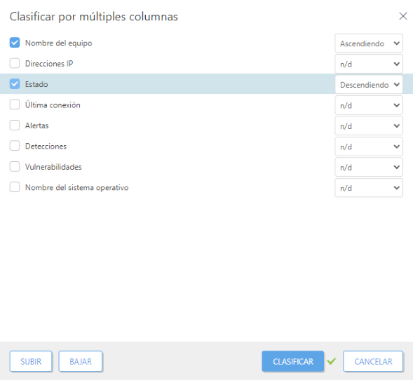 Clasificar por múltiples columnas