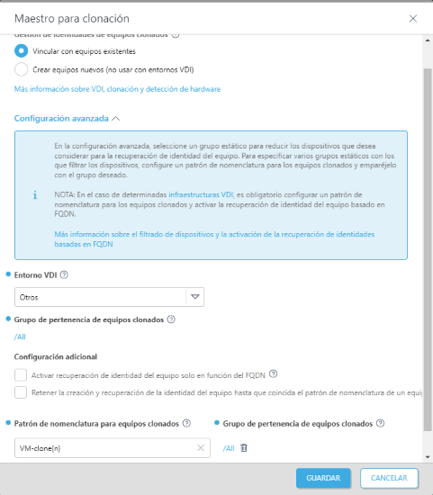 Notificación de maestro para clonación