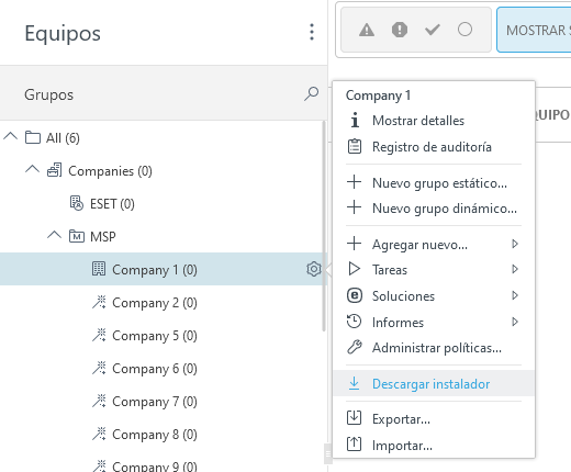 Descargue el instalador en la sección Equipos.