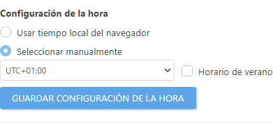 Configuración de la hora