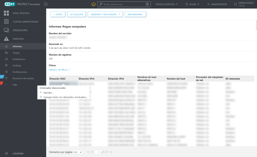 Informe de ordenadores falsos
