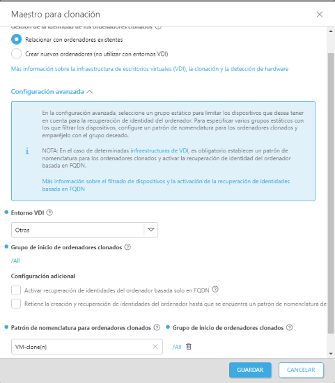 Notificación de maestro para clonación
