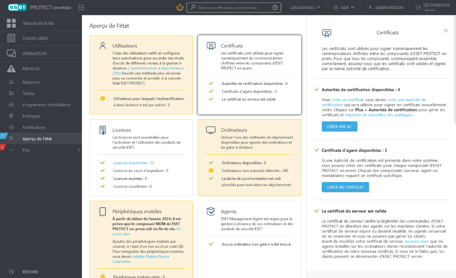 Certificats dans Aperçu de l’état