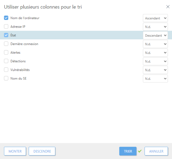 Utiliser plusieurs colonnes pour le tri