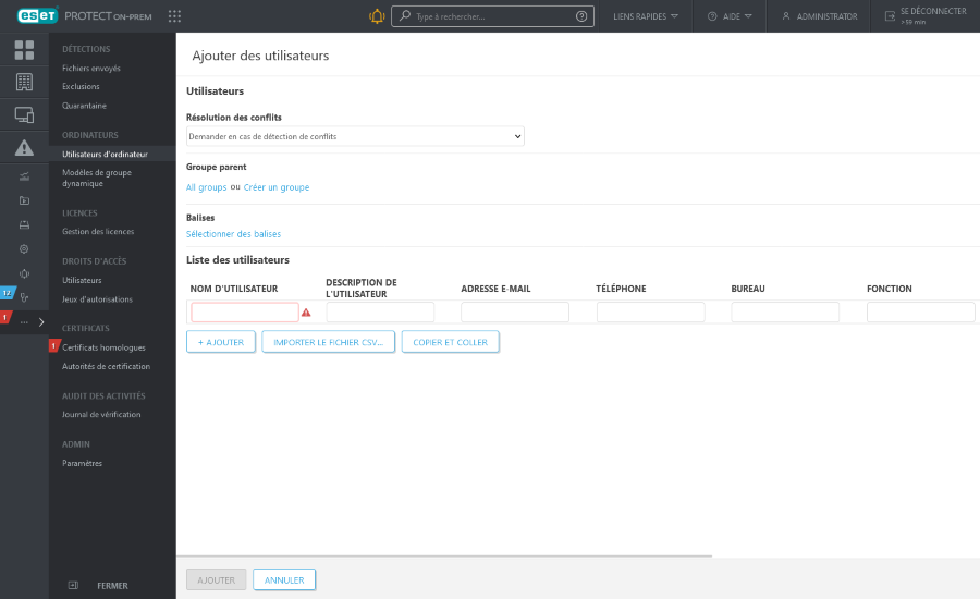 Ajouter des utilisateurs.