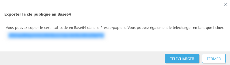 Exporter la clé publique en Base64