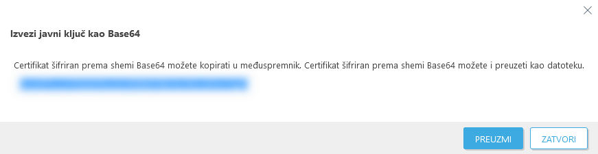 Izvezi javni ključ kao Base64