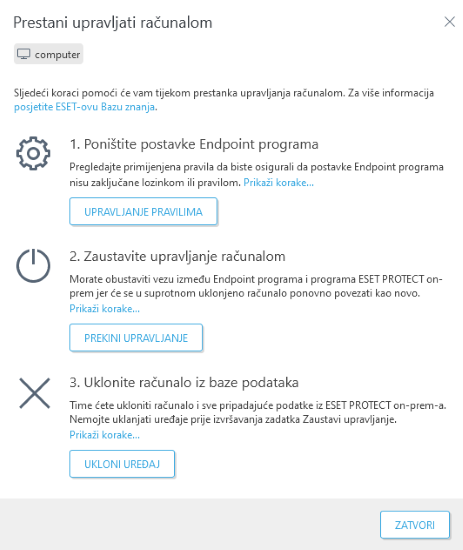Uklanjanje računala iz upravljanja