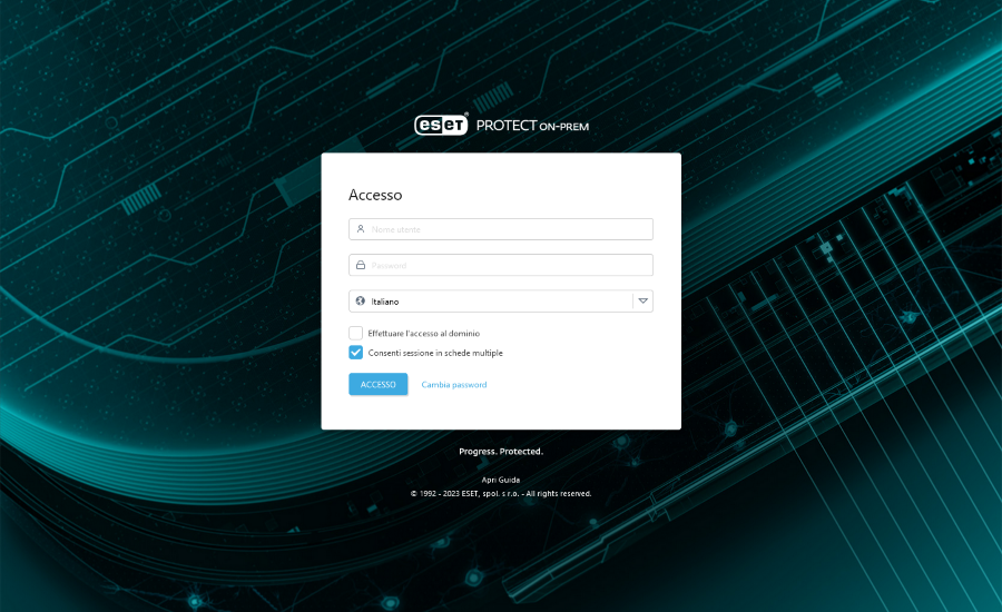 ESET PROTECT On-Prem schermata di accesso
