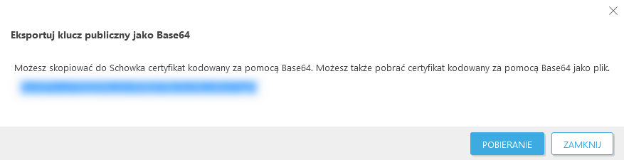 Eksportuj klucz publiczny jako Base64