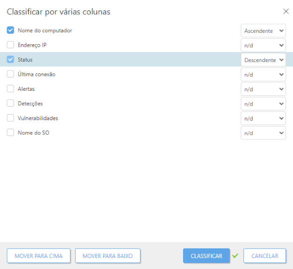 Classificar por várias colunas