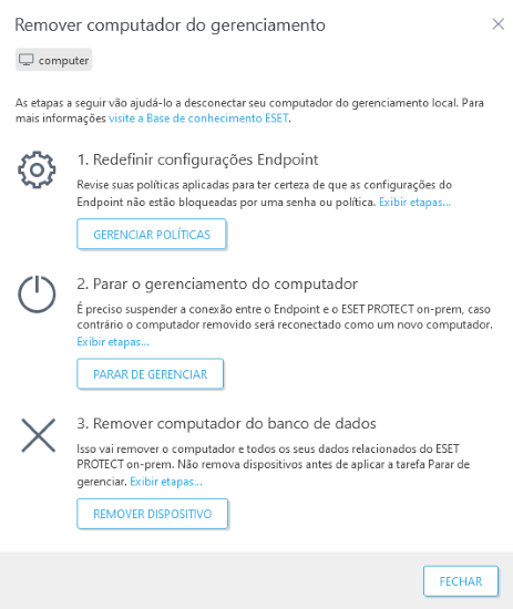 Remover computador do gerenciamento