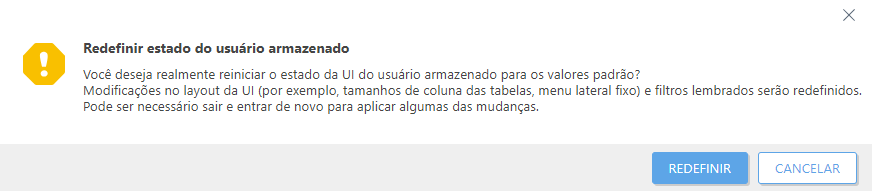 Redefinir estado do usuário armazenado