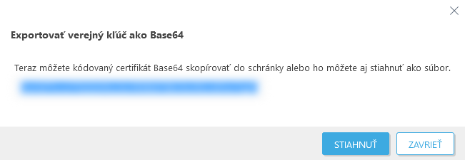 Exportujte verejný kľúč ako Base64.
