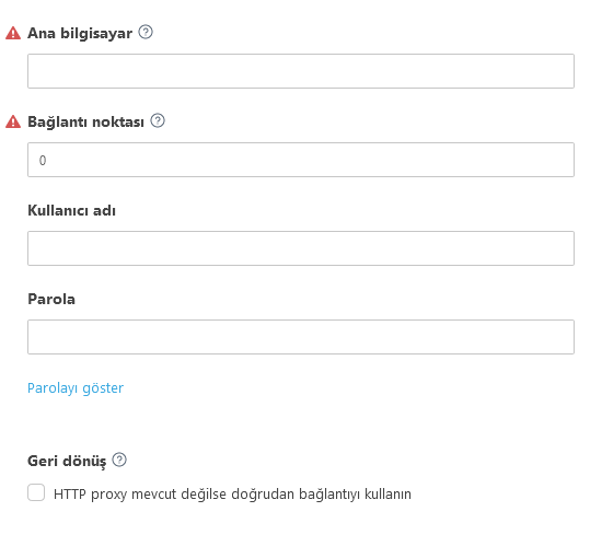 HTTP proxy ayarları
