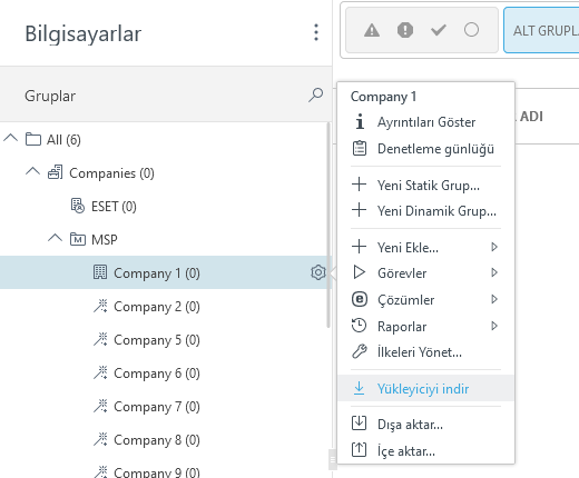 Bilgisayarlar bölümünde yükleyiciyi indirin.